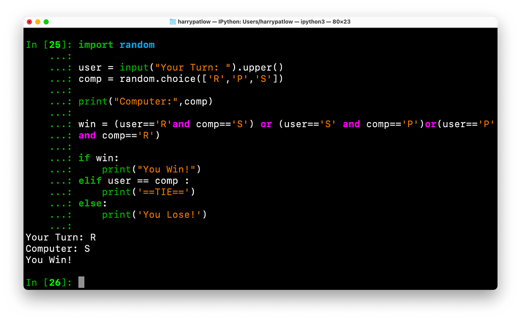 Rock Paper Scissors in Python