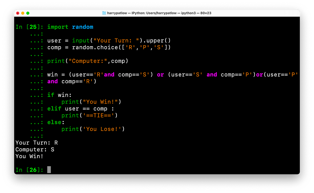 Rock Paper Scissors in Python