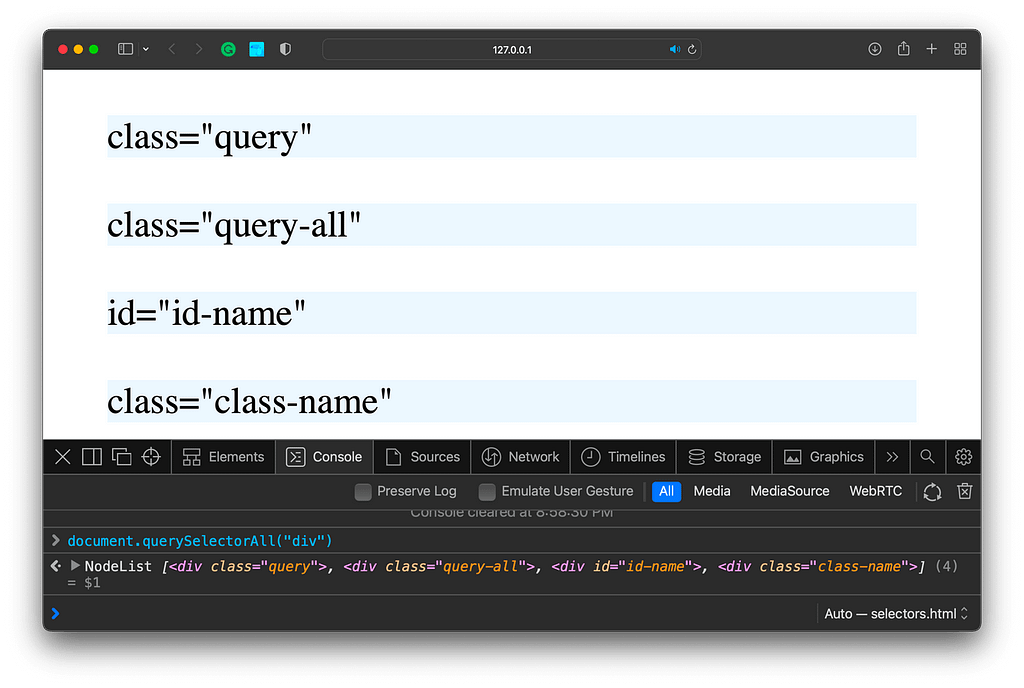 Javascript Selectors