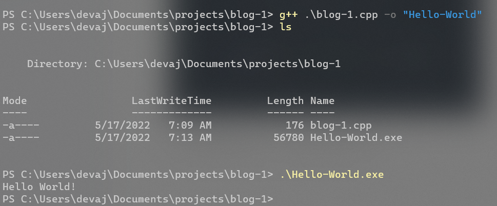 Demo of compilation process
